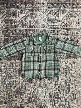 GAP Mint Green & Brown Plaid Button-Down Shirt